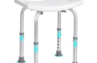 VEVOR Sedile per Doccia Antiscivolo Altezza Regolabile 360-485mm, Sgabello per Doccia Carico max. 158,8kg, Sedia per Doccia in Alluminio PE, Sgabello da Bagno Doccia Antiscivolo Portata 158,8kg Bianco