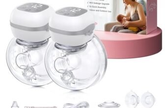Haokoo Tiralatte Elettrico Indossabile Portatile, 201g Leggero Tira Latte Neonati Elettrico, Installazione Rapida 5s, 3 modalità e 12 livelli, Display a LED, Senza BPA, 2 Pezzi