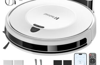 Redroad 10000 Pa Robot Aspirapolvere con Mappatura, 150 Minuti Autonomia, 660mL Grande Contenitore, Controllo APP, Voce e Telecomando, Pulizia Intelligente per Peli Animali e Polvere