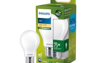 Philips LED Lampadina Goccia Vetro Smerigliato Classe A Ultra Efficiente a Risparmio Energetico, 75W, E27, Luce Bianca Calda