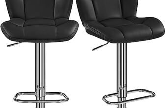 Yaheetech Set 2 Sgabelli Bar Alti Cucina Moderni Design in Similpelle con Schienale Girevole 360° Altezza Regolabile da Penisola Nero