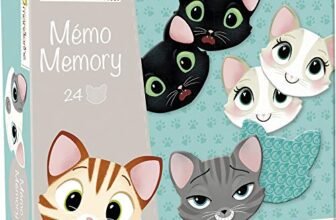 Avenue Mandarine JE505O – Scatola memory che include 24 gettoni, emozioni teste dei gatti