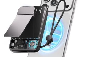 sharge ICEMAG 3 Power Bank Magnetico 10000mAh, Qi2 25W Caricatore Portatile Wireless con Raffreddamento Attivo 3.0, Ricarica Rapida USB-C 35W, Design Trasparente RGB per iPhone 17/16