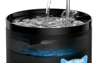 Fontanella per Gatti, GIOTOHUN Fontanella Gatti, 2L Fontanella Gatto, Forma di Rubinetto, Pompa Dell’acqua Super Silenziosa, Filtraggio dei Peli Randagi, Due tipi di Modalità di Flusso Dell’Acqua,Nero