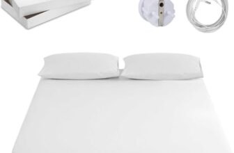 Lenzuolo Earthing Grounding in Cotone Organico con Fibra d’Argento – Connessione a Terra con Cavo e Adattatore – Riduzione Stress, Miglior Sonno ed Energia Rinnovata 200x200x30 cm)