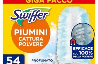 Swiffer Duster Piumini Cattura Polvere, 54 Piumini, Cattura e Intrappola Polvere e Sporco, Con Profumo Ambi Pur, Raggiunge I Punti più Difficili della Casa, Maxi Formato