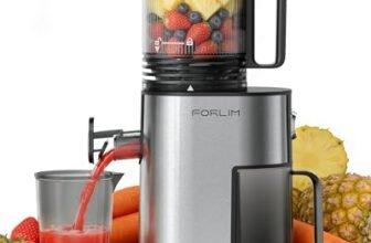 FORLIM Estrattore Frutta e Verdura, 130mm Grande Bocchetta Autoalimentata, 250W Automatico Lento Trituratore, 1,7L, Alta Resa, Facile Pulizia, Argento Classico