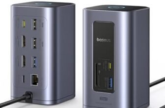 Baseus Docking Station, Nomos Air 12 in 1, Docking Station 2 Monitor con 2 * 4K HDMI, USB-A/C 10Gbps, Ethernet 1 Gbps, 100W PD, HUB USB C per Laptop Dell/HP/Lenovo/Asus/Acer/Mac