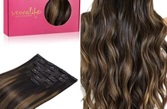 WENNALIFE Extension Capelli Veri Clip, 55cm 120g 7pcs Extension Clip Capelli Veri Nero Naturale Misto Marrone Remy Umani Naturali Capelli Extension con Clip