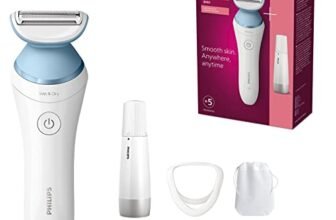 Rasoio da donna Philips Serie 8000 – Rasoio cordless con 5 accessori inclusi Guanto esfoliante, pettine rifinitore (Modello BRL166/91)