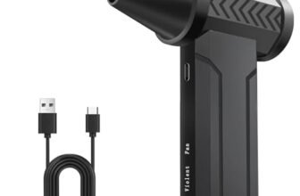 Cosyall Aria Compressa Elettrica, 160000 Giri/Min Soffiatore Aria Compressa con Batteria da 10000 mAh, Mini Soffiatore Portatile a 4 Velocità per Pulizia di PC, Tastiera, Auto e Divano