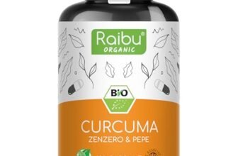 Curcuma Capsule ad Alto Dosaggio 1500mg, 180 Capsule Vegane – BIO Curcumina con Piperina e Zenzero, Curcuma in Polvere ad Alto Dosaggio – 100% Vegan, Senza OGM – Raibu