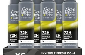 Dove Deodorante Dove Men + Care Invisible Fresh Spray Advanced Care, Deodorante Uomo, con 1/4 Crema Idratante, Formula Idratante e Anti-Macchia, Protezione Fino a 72 Ore, 6 Pezzi da 150 ml