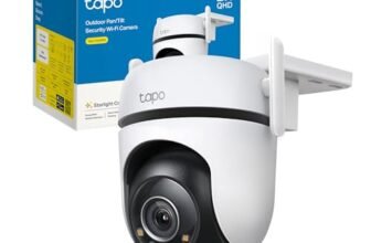 Tapo C520WS Telecamera WiFi Esterno QHD 2K, 4MP 360° Visuale, Visione Notturna a Colori Starlight, Telecamera IP di Sorveglianza, Rilevamento AI Gratuito, Impermeabile IP66, Audio, Alexa