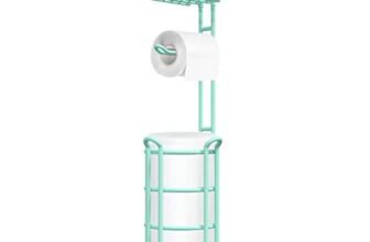 TreeLen Porta carta igienica nautico da terra – Dispenser per rotoli con mensola – Adatto a rotoli grandi – Colore menta