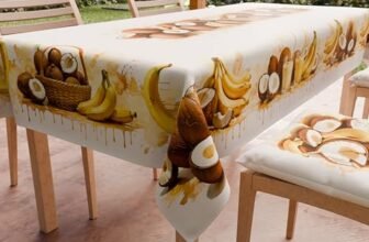 PETTI Artigiani Italiani – Tovaglia Antimacchia Rettangolare Copritavolo Cucina Disegno Frutta Cocco e Banana (140×300 cm) 100% Made in Italy