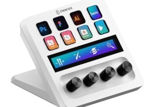 Elgato Stream Deck + White, mixer audio, produzione live e controller da studio, per streaming, gaming, con striscia tattile personalizzabile, manopole e tasti LCD, compatibile con Mac, PC