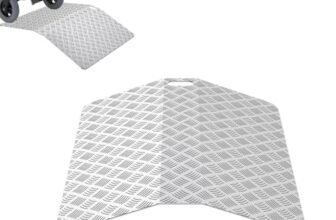 UISEBRT Rampa per soglia della porta, rampa per sedia a rotelle, in alluminio, antiscivolo, portatile, con manici, portata 270 kg (100 x 70 x 10 cm)