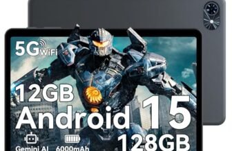 TABWEE 2026 Tablet 10 Pollici Android 15, 12GB RAM + 128GB ROM(TF/2TB), Octa-Core 2.0 GHz, 5G WiFi, Bluetooth 5.0, Widevine L1, 6000mAh, 5MP, 1280 * 800 Pixels FHD, Gemini AI, Tablet Economico