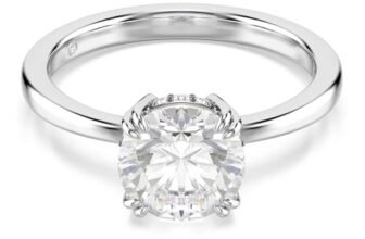 Swarovski Anello cocktail Stilla, Taglio Round, Bianco, Placcato color argento