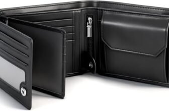 TEEHON Portafoglio Uomo RFID Blocking Portafoglio Uomo Slim Pelle in Microfibra con 13 Porta Carte di Credito Uomo, ID Window, Foto Window, Scomparti per Banconote, Confezione Regalo – Nero