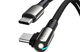 VOLTME Cavo Stark Forma a L da Cavo USB C a USB C PD 100 W nylon intrecciato 1,2m (nero), Cavo USB C solido angolo di 90° per iPhone 15, MacBook iPad Pro Air, Galaxy S24 Ultra S23 S22, Pixel 8 Pro