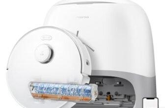 roborock Qrevo Curv 2 Flow Robot Aspirapolvere Lavapavimenti, 270mm Autopulizia Rullo, 20.000Pa, Protezione Rullo per Tappeti Asciutti, Stazione Multifunzionale, Videochiamata, Hello Rocky