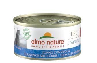 Almo Nature HFC Complete, Alimento Umido per Gatti Adulti – Tonno con Zucca, Senza Glutine- 70g, Confezione da 24