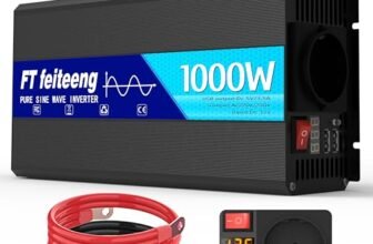 1000W inverter 12v 220v onda pura con 1 presa UE e 2 caricatori USB trasformatore 12v 220v di corrente 2000 W (picco) per auto, roulotte, barche, campeggio
