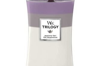 WoodWick Trilogy candela grande profumata con stoppino scoppiettante |Amethyst Sky | Durata Fino a 130 Ore