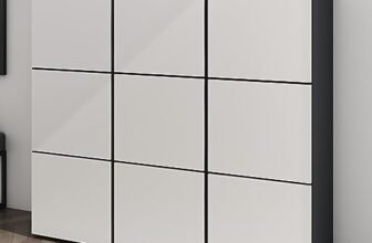 Mai & Mai Scarpiera Portascarpe 135x36x120cm, Porta Scarpe Armadio Scaffale Portascarpe 9 Ante + 18 Scomparti per Ingresso Soggiorno, Camera da Letto Schuhschrank02, Antracite opaco+Bianco opaco