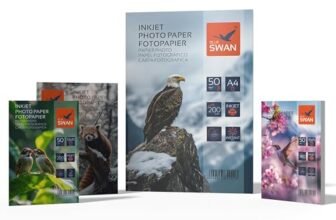 BLUE SWAN Carta Fotografica Lucida Combo, 200 Fogli – A4/13×18/10×15, 180/200 g/m², Mono e Bifacciale, Asciugatura Rapida, Resistente ad Acqua e Graffi, Compatibile con Stampanti Inkjet