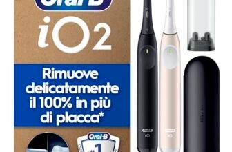 Oral-B Spazzolino Elettrico DUO, 2 Spazzolini Nero e Rosa, 2 Testine Di Ricambio, 1 Custodia Da Viaggio, 1 Supporto per testine, 2 Spazzolini, Pulizia Denti Efficace