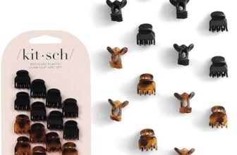 Kitsch Mini fermagli a forma di artiglio per donna – Fermagli per capelli piccoli ed eleganti per bambini | Restano in posizione senza tirare | Resistenti e resistenti – Tartaruga e nero, 16 pezzi