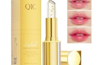 QIC Rossetto cambia colore PH, Burrocacao foglia d’oro trasparente, Cura delle labbra, burrocacao idratante, Color Changing Lipstick, PH Temperature Lip Balm