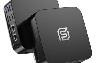 FUNYET Mini PC Laptop,Win 11 Pro,Portatile 16 GB de RAM DDR4, SSD de 512 GB, Procesador N95 (hasta 3,4 GHz), HDMI+ DisplayPort/RJ45 x2/WiFi/Bluetooth 5.0/USB 3.2, Compatible con Pantallas 4K, Negro