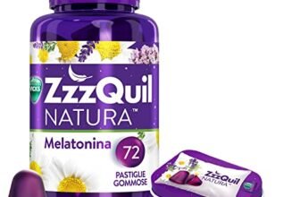Zzzquil Natura Integratore Per Il Sonno Con Melatonina Per Dormire Ed Estratti Di Lavanda, Valeriana E Camomilla. 72 Pastiglie Gommose + Travel Case