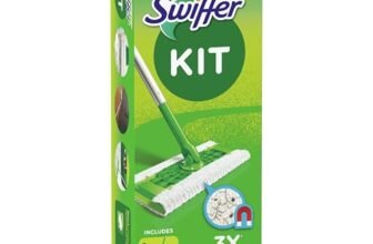 Swiffer Starter Kit Scopa Con 1 Manico + 2 Panni Di Ricambio, Per Catturare E Intrappolare La Polvere