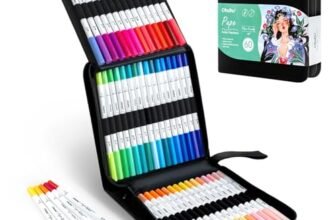 Ohuhu Pennarelli a Base d’Acqua 60 Colori – Inchiostro Amico della Carta, Brush Pen Doppia Punta (Pennello + Fineliner) – Marker Pennarelli Per Adulti, Calligrafia e Disegno, Serie Pupe