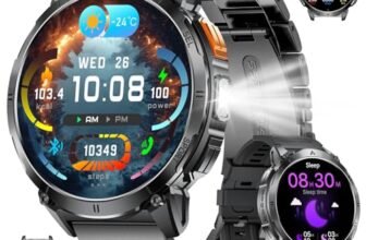 Orologio Smartwatch Uomo Militare con Luce a LED, Display AMOLED 1,62 Pollici, Smart watch con Funzione Telefono, Batteria 730 mAh, Frequenza Cardiaca/Monitor del Sonno, 119 Modalità Fitness Tracker