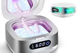 Voraiya Aufladbar Ultraschallreinigungsgerät 4000mAH IPX7 Wasserdichte Ultraschallreiniger 166ML Dental Pod ‌Ultrasonic Cleaner Ultraschallbad für Zahnschiene,Zahnspangen,Aligner,Reisen