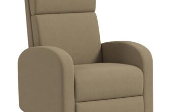 HOMCOM Poltrona Relax Reclinabile Manuale 160° con Poggiapiedi, Poltroncina Reclinabile Imbottita Ergonomica in Tessuto Effetto Lino per Camera da Letto, Ufficio, Salotto e Soggiorno, Beige