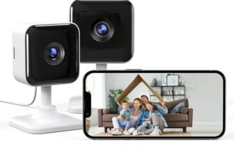 GNCC C2 2K 3MP Telecamera WIFI Interno, Videocamera Sorveglianza Interno WiFi con Visione Notturna a Infrarossi, Audio Bidirezionale, Notifiche Sportive Istantanee, Compatibile Alexa, (2 Pack)