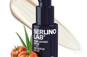 SERLINO LAB Siero Giorno Uomo 3-in-1, con SPF30, Idratante Viso, Dopo Barba e Protezione Solare, Texture Leggera, Anti-Invecchiamento, Abbronzatura Graduale made in italy