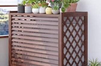 SeraphicCharm Copri Condizionatore da Esterno Legno Copricondizionatore per Esterno Legno Anti-Corrosione Copertura Condizionatore Esterno Legno Scaffale per Piante da Balcone(86x35x80cm)