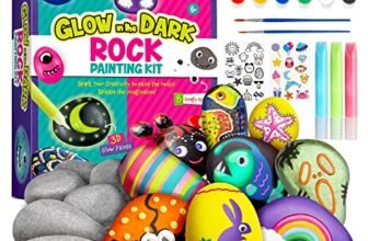Dr.Daz – Kit Creativi Pittura di pietra Bambini 15 Colori per Bambini-Pigmenti Colorati Che Brillano al Buio con una Varietà di Accessori Creativi-Giochi Creativi Bambina 6 7 8 9 10 Anni