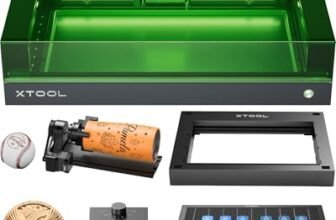 xTool S1 20W Incisore Laser Kit Tutto in Uno, con RA2 Rotante, Aisst Aria Intelligente, e Pannello a Nido d’Ape, Fuoco Automatico, Protezione Antifumo, 498 * 330 mm