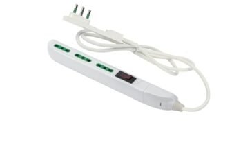 FANTON 47402 Multipresa SLIM 1,5 metri 3 prese bipasso, interruttore di sovraccarico con spina piccola CLOCK utile per posti stretti, dietro a mobili e comodini