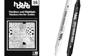 hhhouu Pennarelli Acrilici Bianco e Nero – Set da 16 Pennarelli a Doppia Punta – Per Pietra, Legno, Tela, Vetro, Carta, Pelle, Ceramica, DIY e Disegno HO-D16