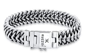 Kuzzoi, 335108, Bracciale da uomo Buddha” in argento Sterling massiccio, lavorato a mano, larghezza 15 mm, peso 52 g, argento, cod. 335108-019